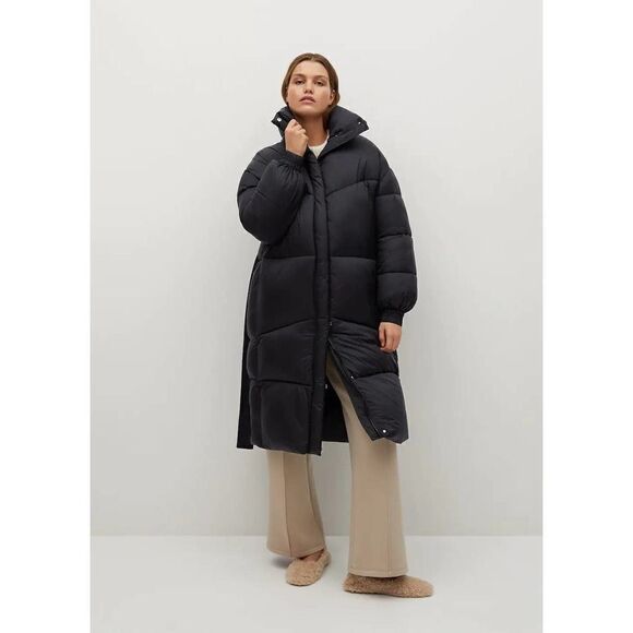Mango Puffer Oversized Padded Coat Belted New - Picture 3 of 4